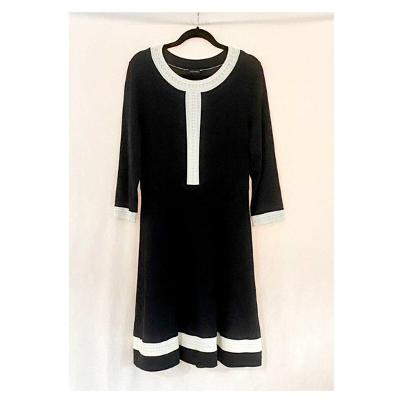 Talbots Sweater Knit Contrast Trim Flare Dress - Picture 6 of 8